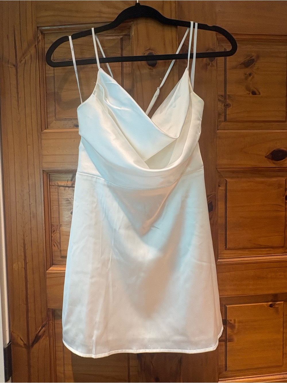 Lulu's White Satin Cowl Neck Mini Dress